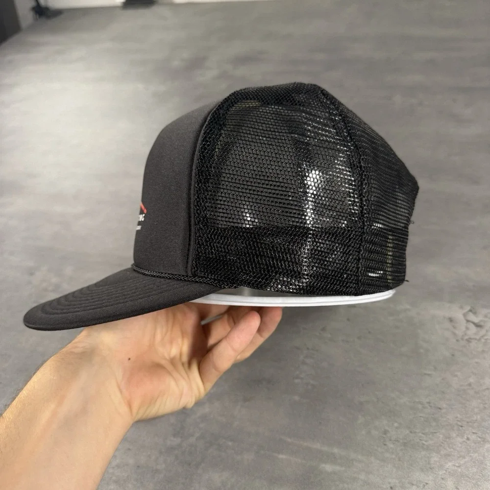 Vintage Construction Excavating Snapback Hat Black Red‎ Nylon 80s Work Chore